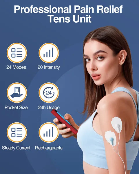 TENS Unit Muscle Stimulator – 24 Modes Rechargeable Pain Relief Device